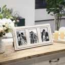 MODE HOME Triple 4x6 Picture Frame, 3 Opening Whitewashed Farmhouse Photo Frame Collage for Tabletop Display, Horizontal 3 Picture Frame 4x6 for Family Memories