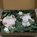 Ling's moment 2PCS Artificial Floral Swags Arch Flowers Wedding Centerpieces Flower Rose Garland Mantel Greenery Arrangements for Sweetheart Welcome Signs Decor Wall Window Home Decor White & Sage