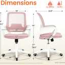 NEO CHAIR Office Desk Ergonomic Computer Mesh Chair with Lumbar Mid Back Support Adjustable Height Swivel Rolling Wheels Comfy Task Vanity Chair for Home Bedroom Study (Pastel Pink)