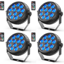 Rechargeable Stage Lights, 2200mAh Battery Powered LED Par Lights with Remote & Sound Activated, 12 RGB Portable Uplights for Events Wedding Party Club Concert Indoor 4Packs