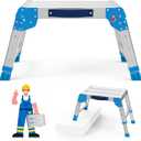 Work Platform 600 Lbs, Folding Step Stool with One-Touch Automatic Fold, 3 Height Adjustment Step Platform, Perfect for RV Cleaning, Home Painting and Reaching High Places, Standard