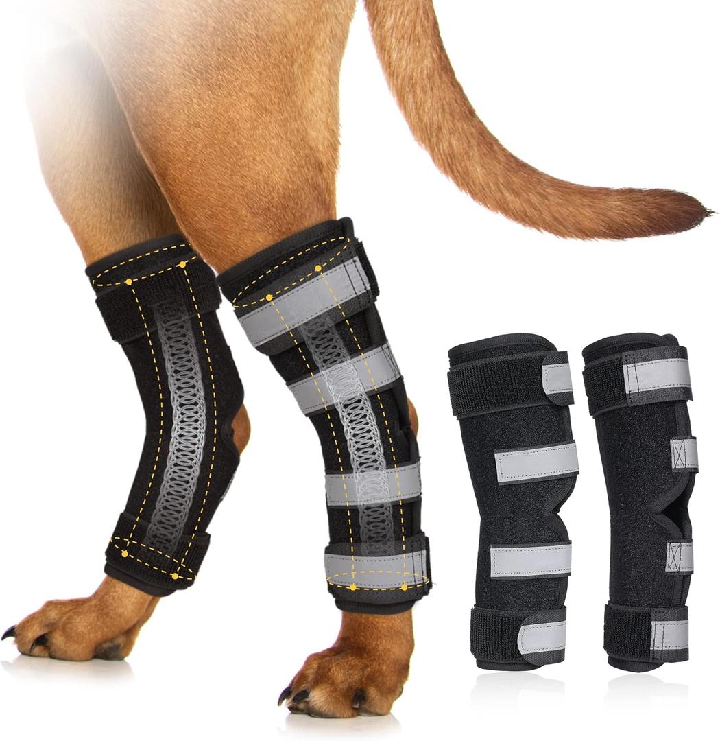 Dog Leg Brace for Back Leg, Canine Hock Brace for Rear Legs with Dual Metal Strips, Joint Warps Strong Support Help for Hind Leg Injuries Sprains Arthritis Torn ACL(1Pair,M)
