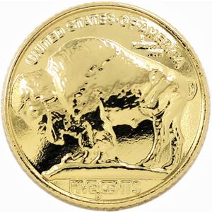 Bezelry 12 Pieces Buffalo Coin Style Metal Shank Buttons. 21mm (13/16 inch) (Shiny Gold)