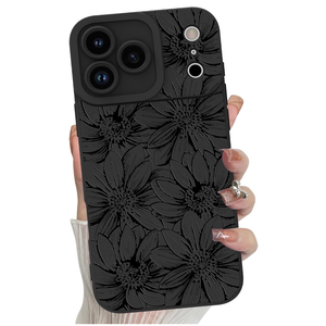MZELQ for iPhone Air Case 2025 Case, Silicone Sunflower Floral Flower Cute Pattern, Camera Protection Soft Slim Shockproof for Girls Women -Black