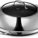HexClad Hybrid Nonstick 14-Inch Frying Pan with Stainless Steel Lid, Stay-Cool Handles, Dishwasher-Friendly, Oven-Safe Up to 900°F, Induction Ready, Compatible with All Cooktops