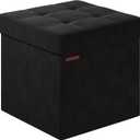 Folding Storage Ottoman, Velvet Storage Bench, Footrest, Footstool, for Living Room, Bedroom and Office,15 x 15 x 15 Inches, 300 kg Load Capacity, Ink Black,UASND04B