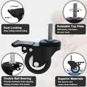 AAGUT 2" Caster Wheels,Heavy Duty Threaded Stem Casters,Screwed Bolt M10 x 25mm Locking Swivel PU Wheels with Brake,4 Pack Double Bearings No Noise Castors