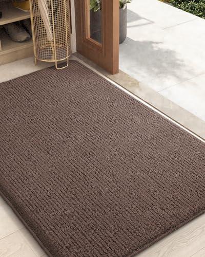 Color&Geometry Front Door Mat Indoor Entrance- Dirt Trapper, Absorbent, Non Slip, Washable Doormat, 27.5"x59" Large Doormat Dark Brown Double Door Mat Entrance Rugs Indoor Rugs for Entryway