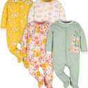 Gerber Baby Girls' 4 Pack Sleep 'N Play Footie (3-6 Months, Golden Floral)