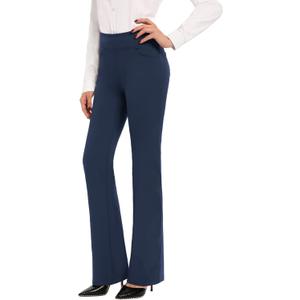 SEVEGO 29"/31"/33"/35" Inseam Women's Bootcut Yoga Dress Pants High Waist Stretch Work Pants Petite, Regular, Long, Tall (XX-Large, Dark Blue)