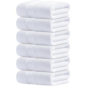 Infinitee Xclusives White Hand Towels for Bathroom - Set of 6 (16x28 inches) 600 GSM, 100% Cotton Ultra Soft, Quick Drying, Hotel Quality Hand Towel Set (Brilliant White, Hand Towels)