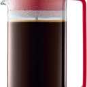 Bodum 34 oz Brazil French Press Coffee Maker, High-Heat Borosilicate Glass, Red - Made in Portugal
