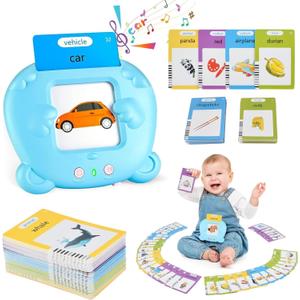 Upgraded Talking Flash Cards for Toddlers, 1 Year Old Boy Girl Birthday Easter Gift, Montessori Toys 1 2 3 Year Old, 224 Sight Words Flash Cards Kindergarten,Speech Therapy Toys Toddlers 1-3,Blue