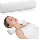 Cozyhealth Small Cervical Roll Pillow Memory Foam Neck Round Pillow, Cylinder Bolster Pillow for Sleeping, Round Neck Support Pillow for Head, Neck, Back, Legs and Yoga (White, Medium - 3.9" H)