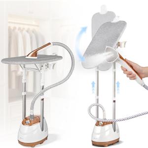 Steamer for Clothes,1800W Professional Clothes Steamer | Rotating Iron Board, 30S Heat, 2L Water Tank, Adjustable Dual Rods, 10 Fabric Modes, Leak-Proof for Luxury Fabrics