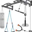 Kipika 48" Wall Mounted Multifunction Cable Pulley System Gym, 48" Wall Mounted Pull Up Bar, Cable Machine LAT Pulldown Attachments, DIY Home Gym Pulley Cable Machine Attachment System, Punching Bag Hanger