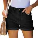 CHICZONE Womens Mid-High Rise Ripped Jean Shorts Distressed Stretchy Denim Shorts (Small, #3 Black)