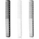 3-Piece Carbon Fiber Salon Hairdressing Comb Set - Fine Cutting Comb for Men & Women - Heat Resistant - Black, Grey, White