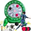 6.6FT Giant Kick Darts Games, Jumbo Outdoor Soccer Target Dartboard with Soccer Balls and Air Pump, for Yard Lawn, Yard Outdoor Games Family Kids Frends Big (Green)