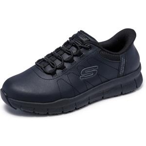 Skechers Women's Work Hands Free Slip Ins Nampa-Cottonbud Bungee Athletic Sr Shoes (7.5, Black)