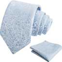 Alizeal Mens 3.15inches Floral Tie with Flower Printed Handkerchief Colorful Tie Set (Blue)