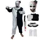 Art the Clown Costume Clown Jumpsuit Men Women Outfit Black White Bodysuit Full Set Halloween Costume With Mask Size S