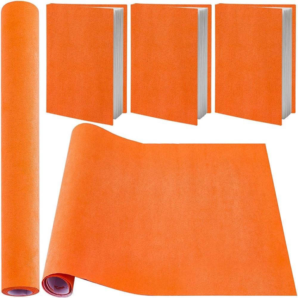CRASPIRE Book Cloth 51 x 11.8in Novel Binding Faux Suede Surface Paper Back Orange Bookcover Wrap for Notebook Album Scrapbooking Archival DIY Cover Gifts Craft Protector Bookcloth Bookbinding Supply