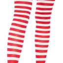 Leg Avenue Women's Nylon Striped Tights (White/Red)
