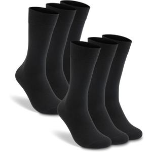LIXIA Men's Thin Merino Wool Socks, Cozy Casual Winter Warm Breathable Mid-calf Dress Socks(6 Pairs - Black)
