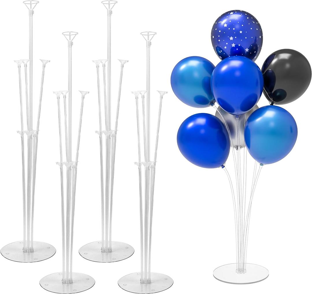JOYYPOP 4 Sets 28 Inch Balloon Stand Kit, Balloon Holder Stickers Table Decoration Party Birthday Wedding Balloon Supplies Accessories (4 Pack Clear)