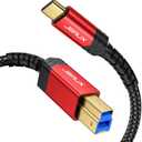 JSAUX USB B 3.0 to USB C Printer Cable 10ft, USB 3.0 Type B Cable Nylon Briaded Compatible with Docking Station, External Hard Drivers, Scanner and More