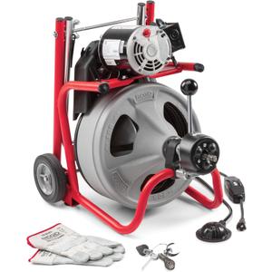 RIDGID 26998 Model K-400 Drain Cleaning 120-Volt Drum Machine Kit with C-45IW 1/2" x 75' Cable, White, Black, Red