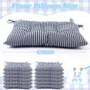 Geetery 12 Pcs Floor Pillows Bulk Seating Cushions for Floor Chair 15.7'' Large Meditation Cushion for Yoga Living Room Tatami Bedroom Balcony Office (Stripe Color,Square)