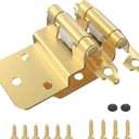 Chibery 3/8 Inch Inset Cabinet Hinges, 25 Pairs(50 Pack) Self Closing Flush Face Mount Hinges with Door Bumper, Variable Decorative Hardware for Bathroom, Furniture, Kitchen Cabinet Doors, Brass Gold