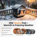 Heated Cat House for Outside for Winter - Elevated Weatherproof Feral Cat Shelter with Aluminum Insulation & 30W Heating Pad, Waterproof Outdoor Pet House for Single Small Cat Up to 12lbs, Barn Porch