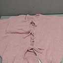 Women's Tie Front Bow Cardigan Sweaters Chunky Knit Long Puff Sleeve Trendy Fall Winter Jacket Coats, XL, Pink