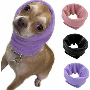 Quiet Ears Covers for Dogs 3pcs,Dog Snoods Ear Covers for Noise,Grooming and Force Drying Miracle Tool for Anxiety Relief & Calming Dogs(Grey+Pink+Purple) (Small)
