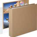 12x12 Inch Large 3 Ring DIY Scrapbook Photo Album Journal with 30 Plastic Sleeves 60 Pages and Kraft Paper Cover for Baby Travel Wedding Couple Anniversary kids Adventure (Yellow)