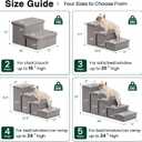 Love's cabin Dog Stairs for Small Medium or Large Dogs with Storage and Adjustable Steps, Foldable Cat Steps for Bed or Couch, 4-Step Gray Folding Ramp with Zip up to 200 lbs, Solid Grey