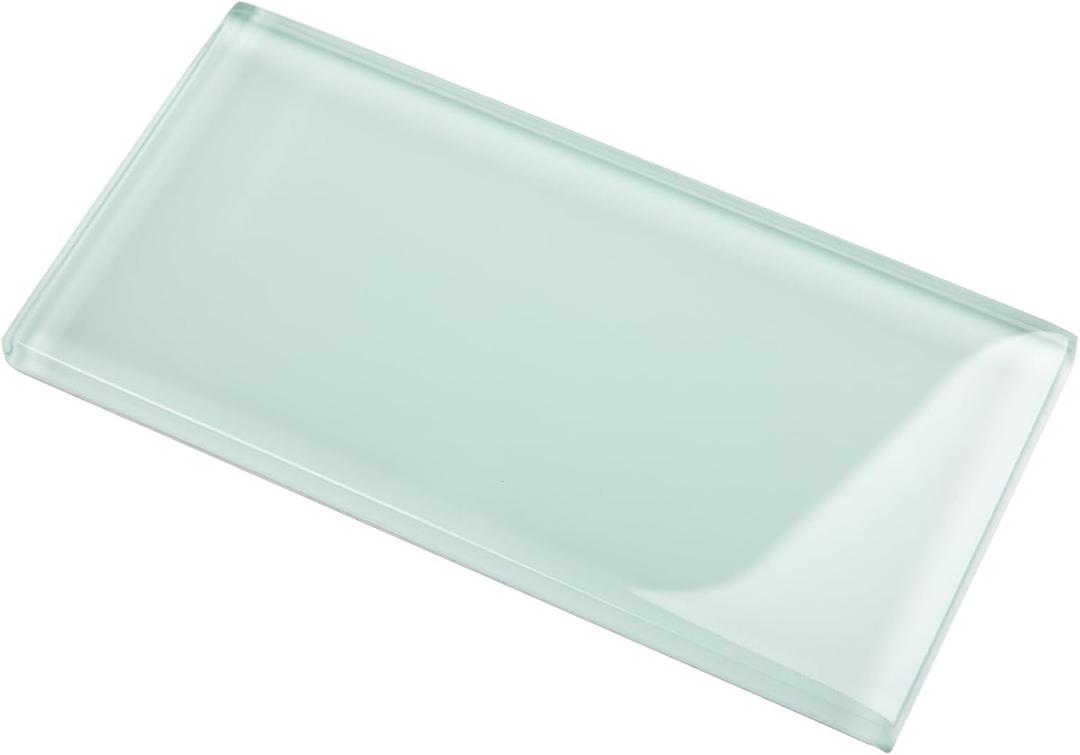 Lovdeco Peel and Stick Glass Subway Tile, 3 x 6 Inch, 5 Sq Ft, Light Green Glass for Bathroom Kitchen Backsplash Wall, 40-Pack