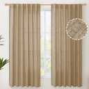 YoungsTex Burlap Linen Curtains 63 Inch Length for Living Room Window, Textured Semi Sheer Drapes Light Filtering with Rod Pocket Back Tab for Farmhouse Bedroom, Toffee, 52 X 63 Inch, 2 Panels