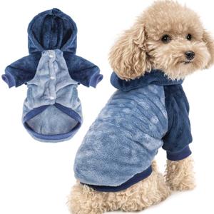 FabriCastle Dog Hoodie Sweater for Small Dogs Boy and Girl, Small Dog Clothes XS XXS Puppy Sweatshirt, Pet Outfit, Cat Clothing Super Soft Warm Snap On Closure (Blue-Navy, Medium)