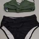 Edelqual Women's High Waisted Bikini Sets Two Piece Swimsuit Tummy Control Bathing Suit V Neck Swimwear 2025 Swim Suit, S