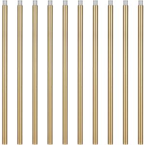 Lnrueg Brass M12 Threaded Extension Rod, 10 Pcs 12 Inches Threaded Extension Rod for Pendant Light, Island Lighting, Chandeliers, Lighting Fixture Rods Stems(Brass Color/Coppery)