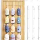 SWTYMIKI Over Door Hat Organizer - 3 Packs Metal Hanging Hat Rack with 12 Hooks Design, Baseball Cap Hanger Organizer Storage Holds up to 60 Caps for Door, Bedroom, Closet (white)