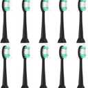 Replacement Toothbrush Heads Compatible with AquaSonic Black Series 10 Pack for Vibe Series Black Series pro, and for Duo Series pro Electric Toothbrush (Black)