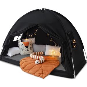 Sherilyn Twin Size Bed Canopy Toddler, Kids Bed Tents Indoor Dream Tent on Bunk Bed Privacy Space Blackout Sleeping Tents Portable Drafty Floor Playhouse for Boys Girl Birthday, House Gift, Black