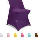 Spandex Chair Covers, Purple Folding Chair Covers 6 Pack, Universal Fitted Chair Slipcovers for Wedding, Party, Banquet, Holidays, Celebration
