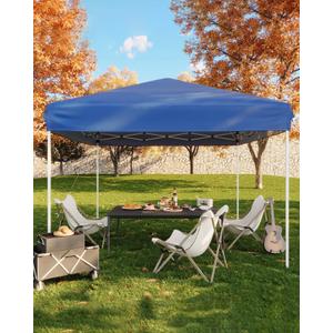 10x10 Pop Up Canopy Tent, Outdoor Tent with 3 Adjustable Height, Easy Set Up Canopy with 4 Sandbags & Carrying Bag for Camping, Parties,Outdoor Events - Blue