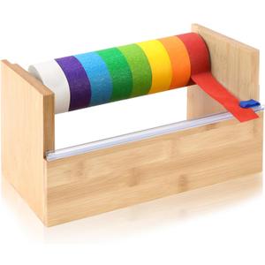 Wood Masking Tape Dispenser & Holder - Multi Roll Tape Dispenser & Cutter - 9.6" x 5.5" x 5" for Painting, Kitchen & Office